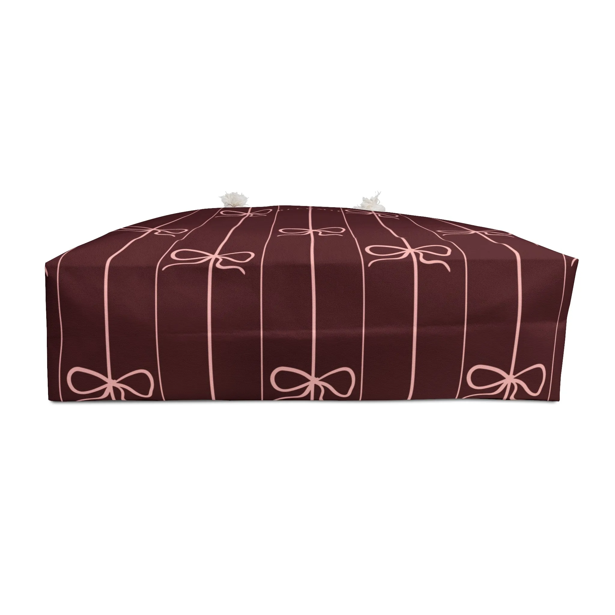 Plum Striped Bow Weekender Tote Bag