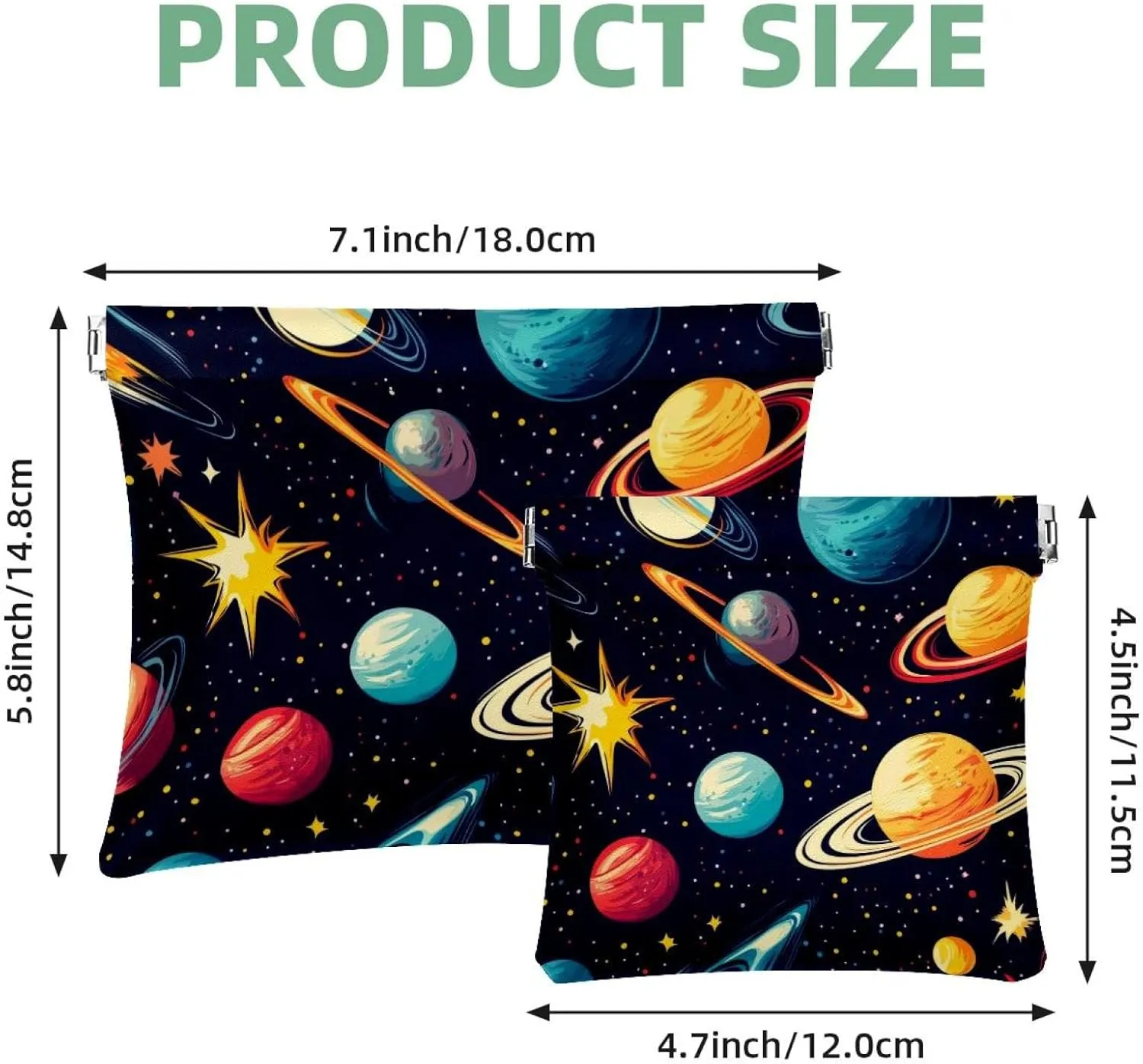 Pocket Cosmetic Bag Squeeze Top, Cosmos Planets Comets Night Sky Galaxy Pattern Waterproof Travel Makeup Bag for Purse, Portable Mini Makeup Pouch No Zipper for Women