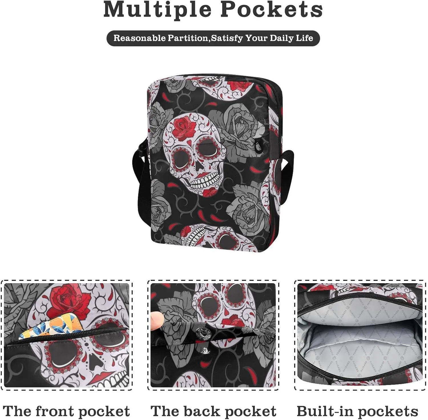 Poeticcity Crossbody Phone Bag, Small Messenger Shoulder Bag, Cash Handbag Wallet Purse