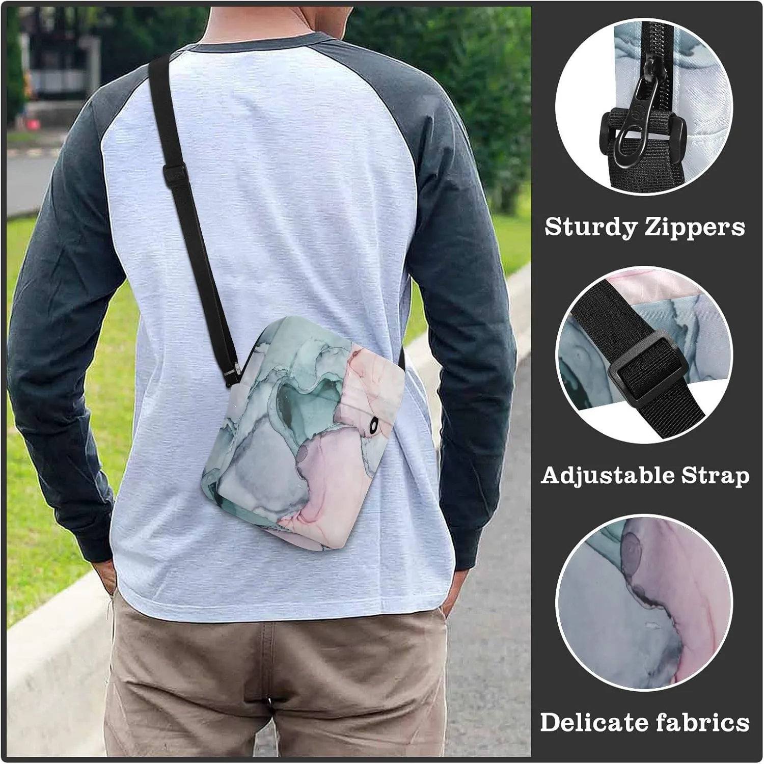 Poeticcity Crossbody Phone Bag, Small Messenger Shoulder Bag, Cash Handbag Wallet Purse