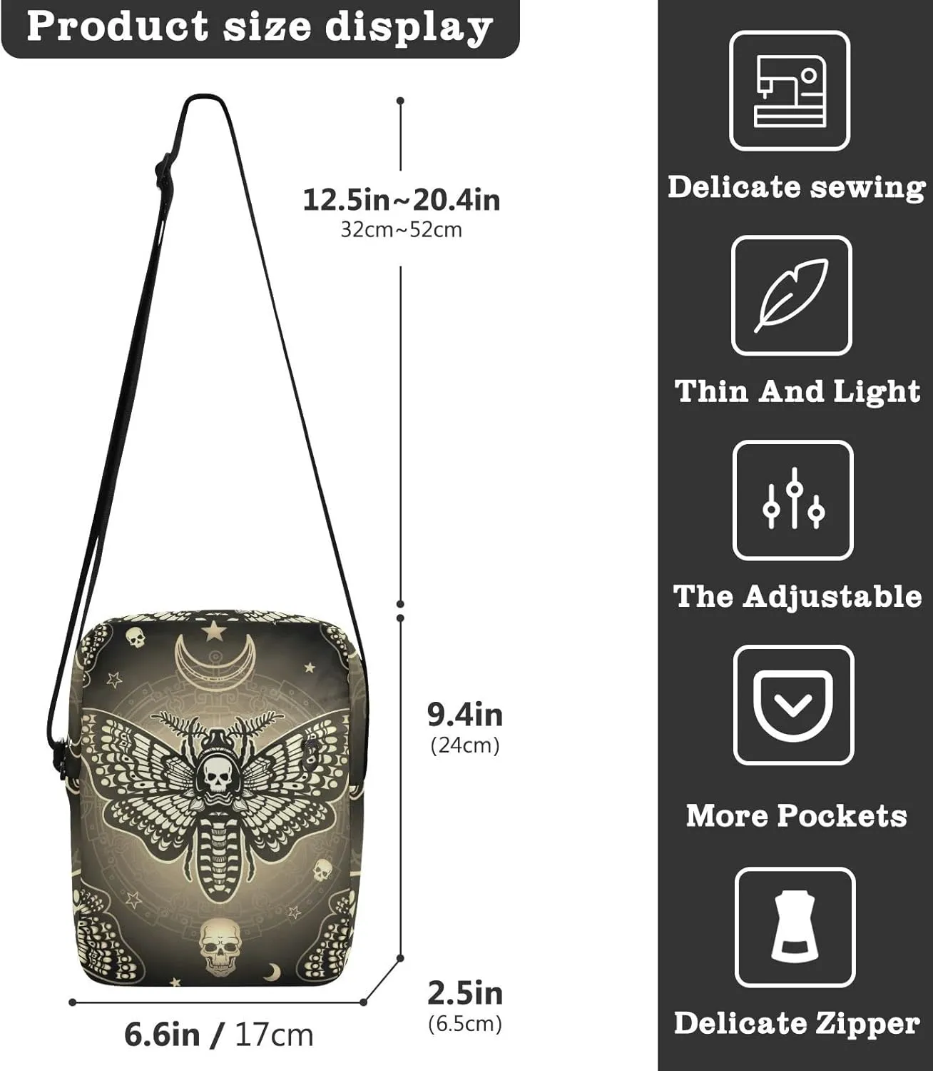 Poeticcity Crossbody Phone Bag, Small Messenger Shoulder Bag, Cash Handbag Wallet Purse