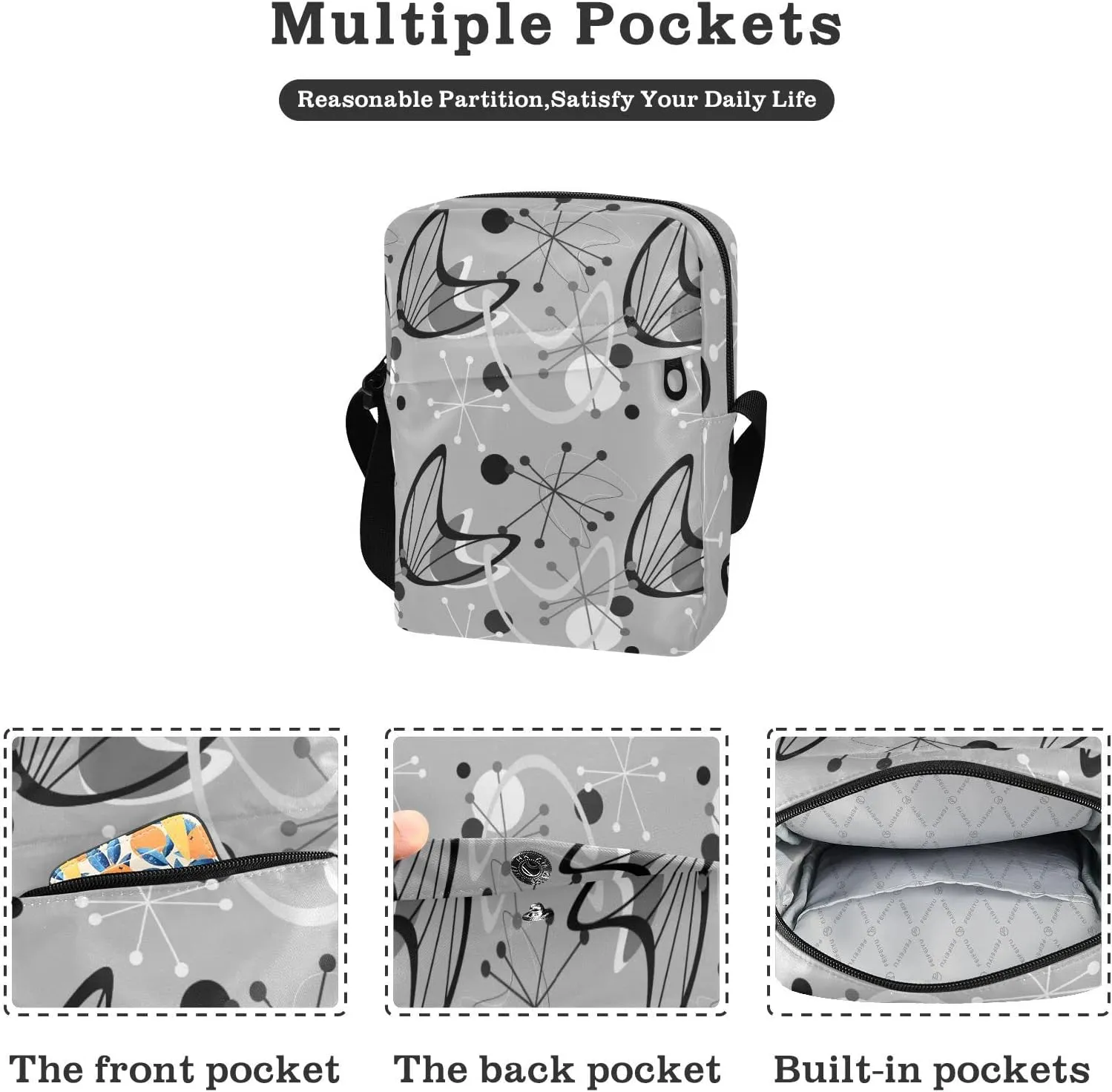 Poeticcity Crossbody Phone Bag, Small Messenger Shoulder Bag, Cash Handbag Wallet Purse