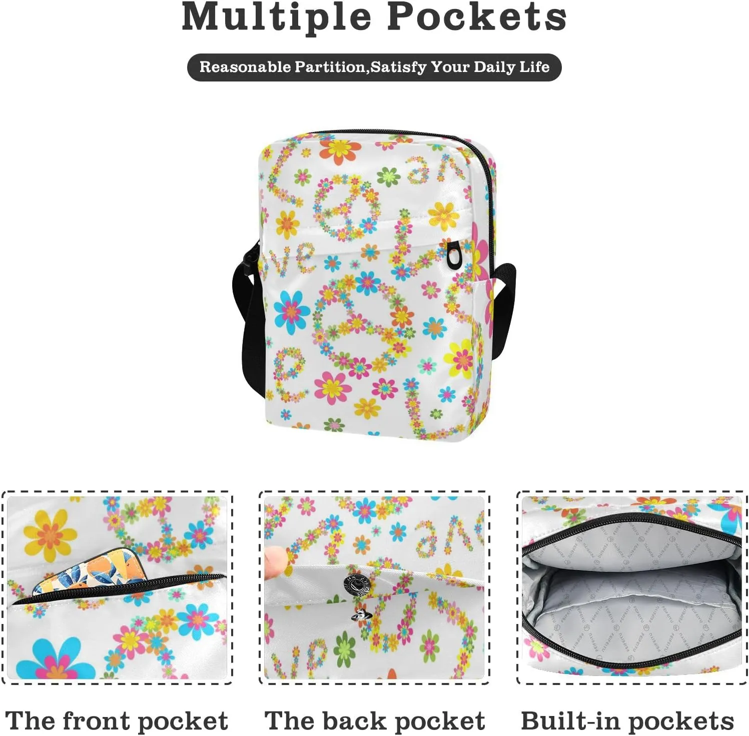 Poeticcity Crossbody Phone Bag, Small Messenger Shoulder Bag, Cash Handbag Wallet Purse