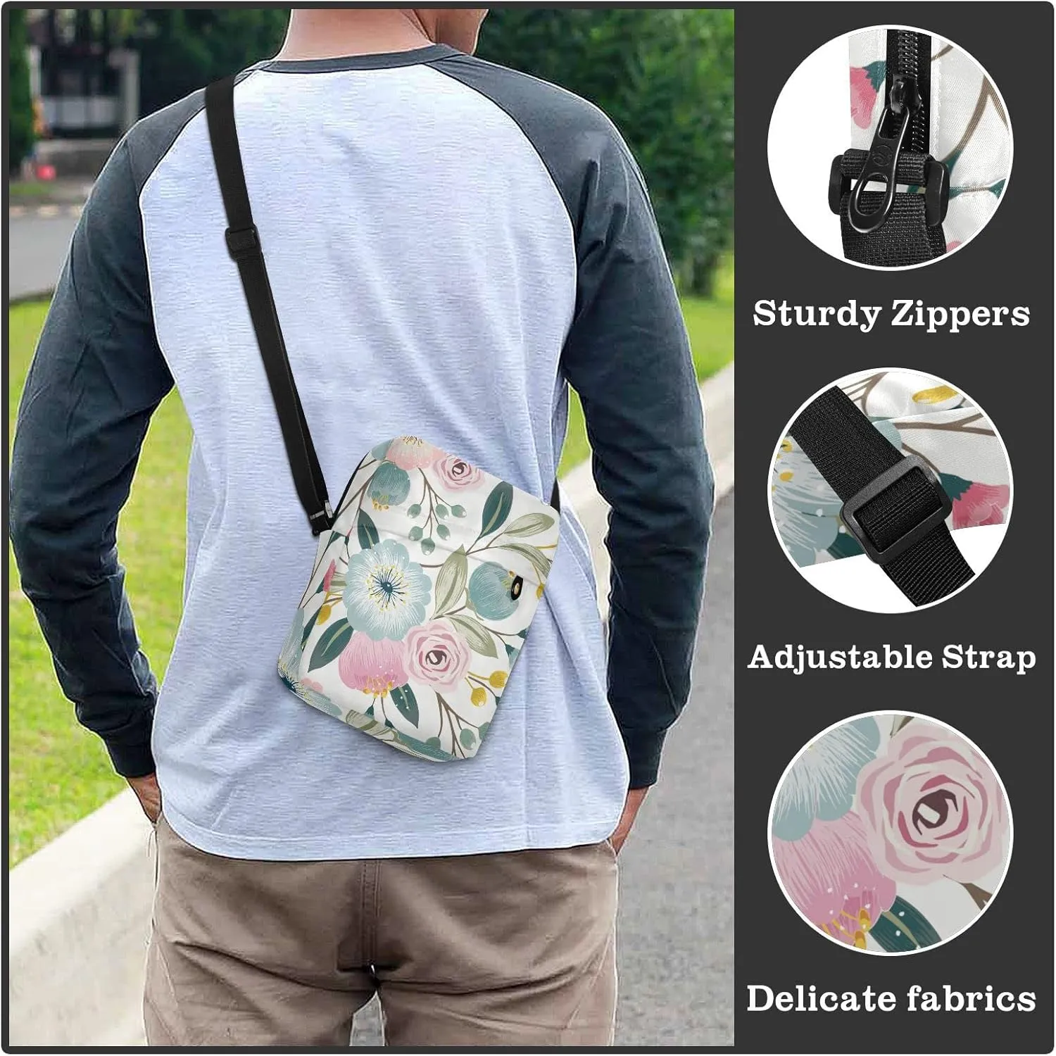 Poeticcity Crossbody Phone Bag, Small Messenger Shoulder Bag, Cash Handbag Wallet Purse