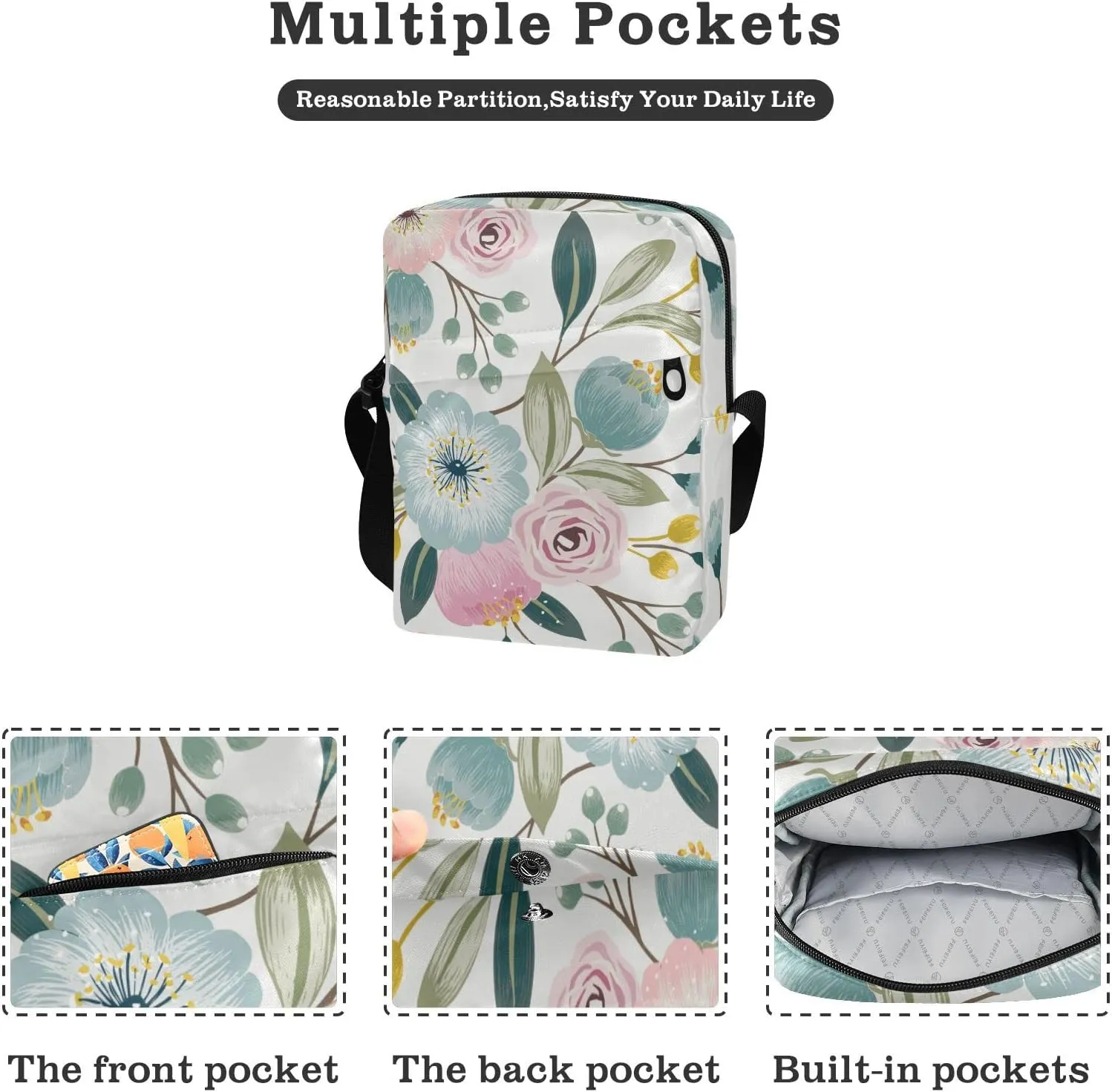 Poeticcity Crossbody Phone Bag, Small Messenger Shoulder Bag, Cash Handbag Wallet Purse