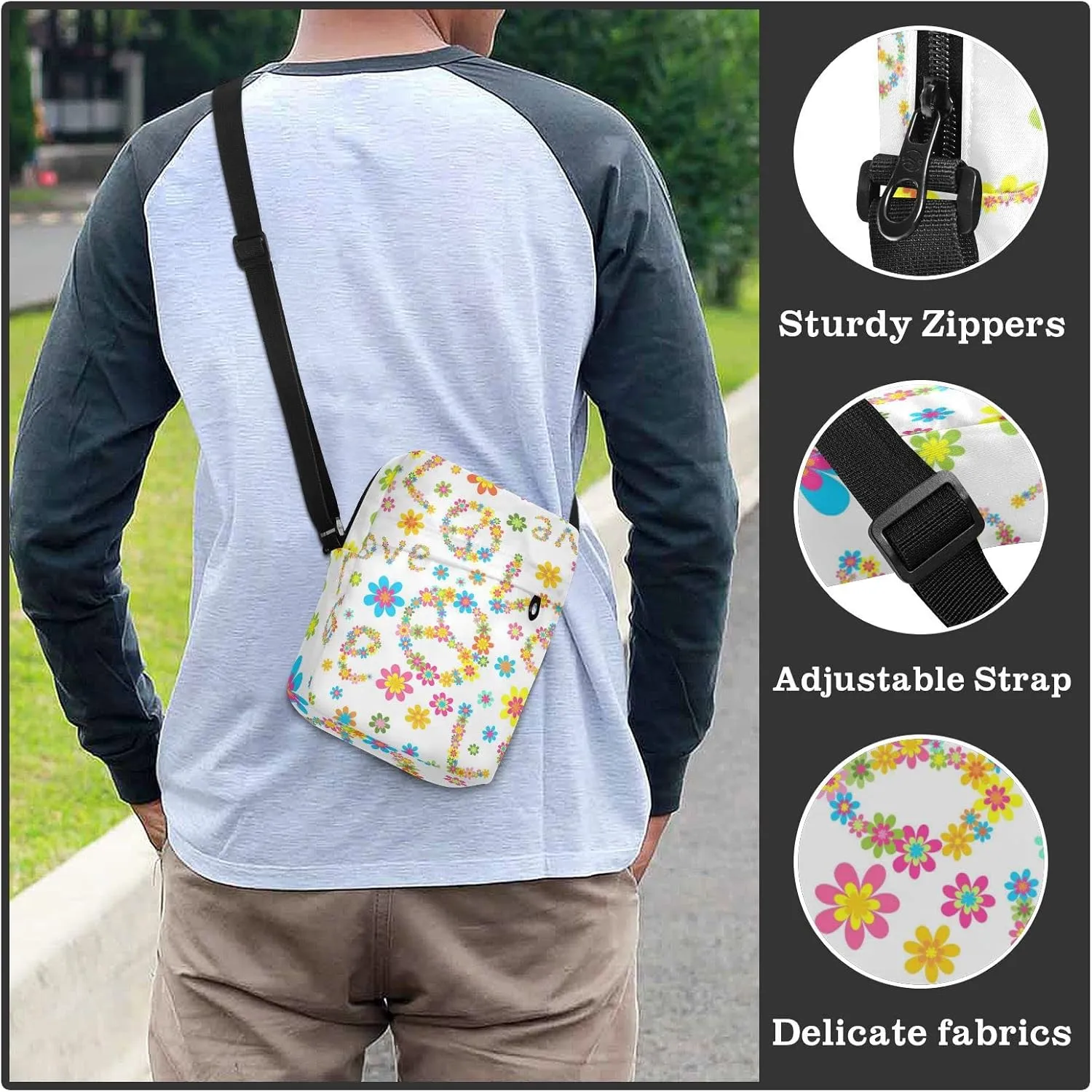 Poeticcity Crossbody Phone Bag, Small Messenger Shoulder Bag, Cash Handbag Wallet Purse