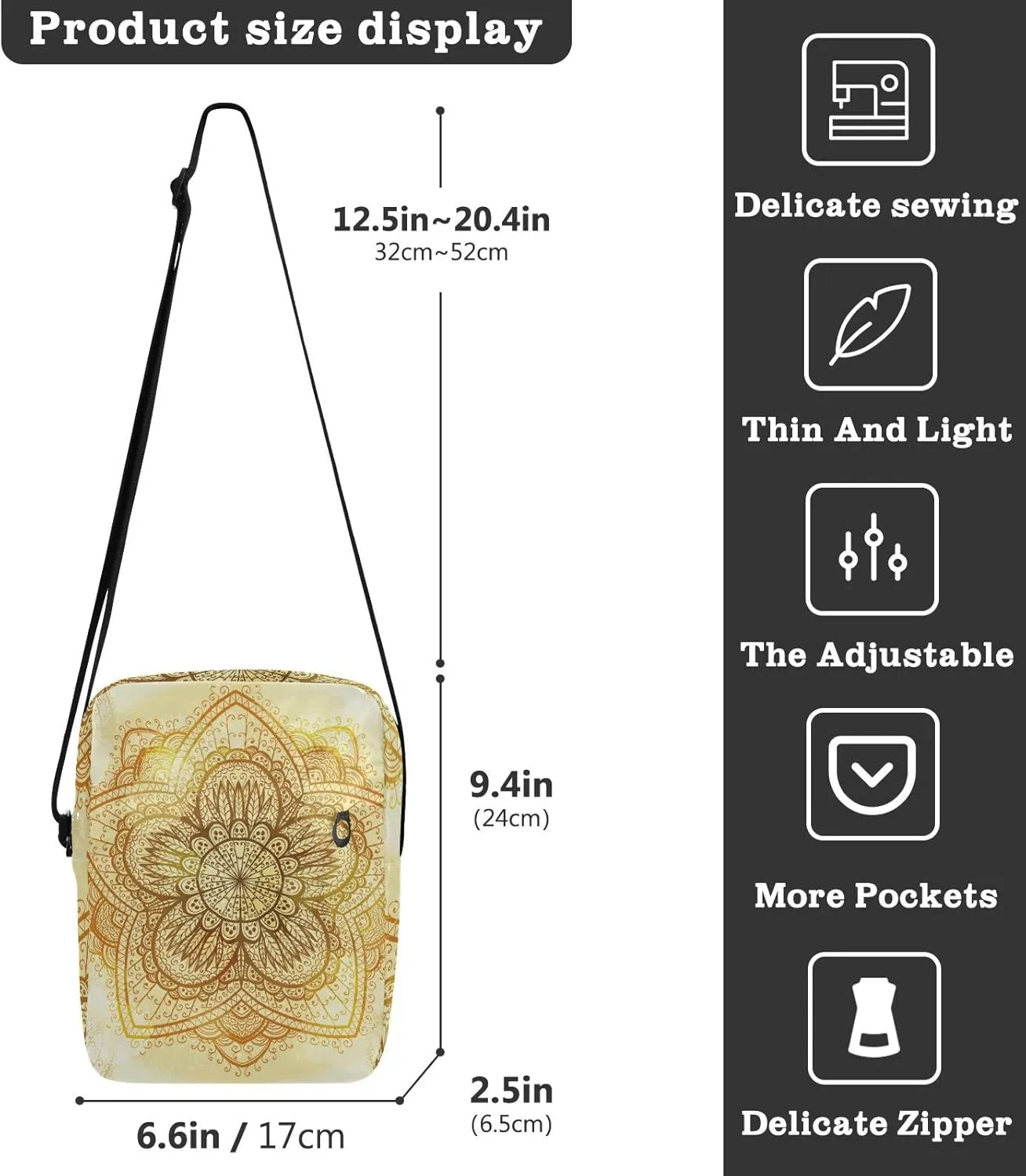 Poeticcity Crossbody Phone Bag, Small Messenger Shoulder Bag, Cash Handbag Wallet Purse