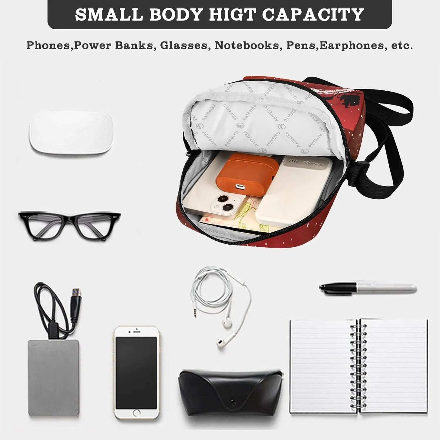 Poeticcity Crossbody Phone Bag, Small Messenger Shoulder Bag, Cash Handbag Wallet Purse