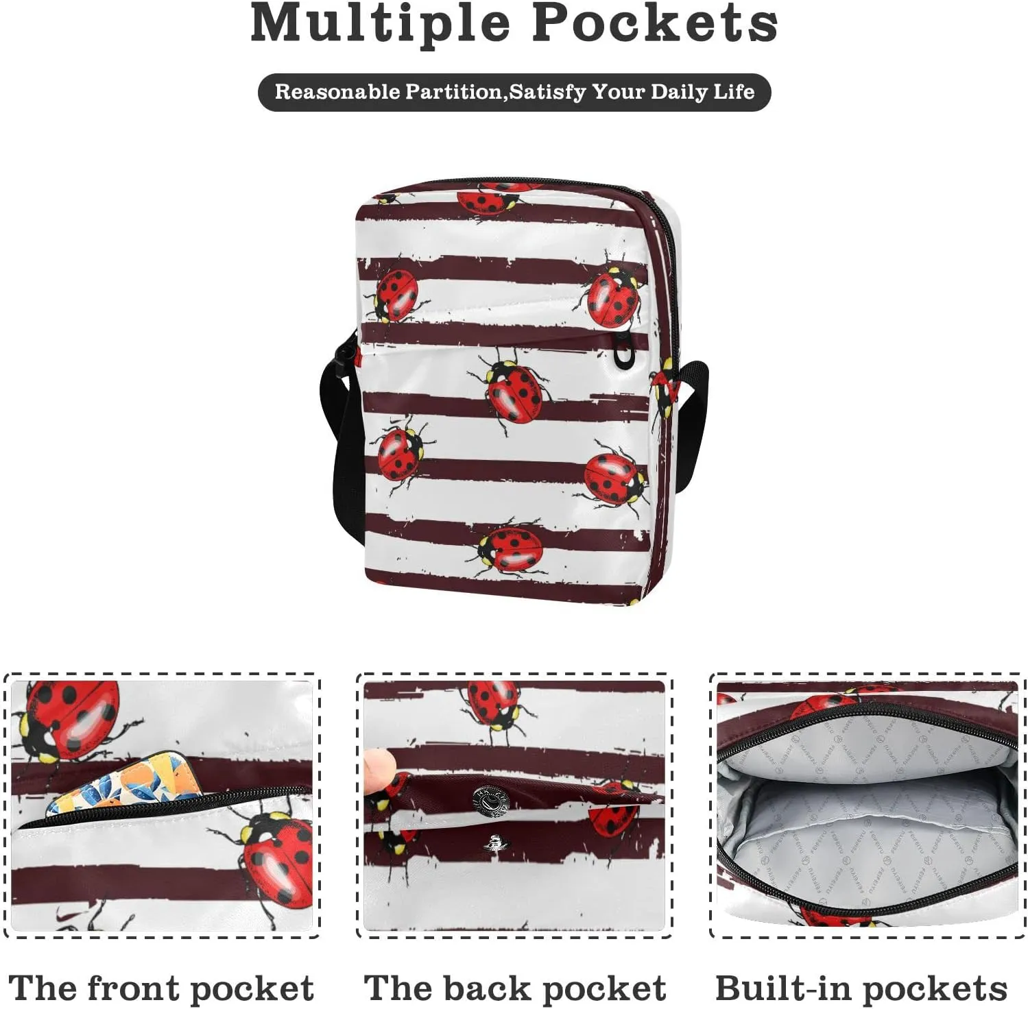 Poeticcity Crossbody Phone Bag, Small Messenger Shoulder Bag, Cash Handbag Wallet Purse