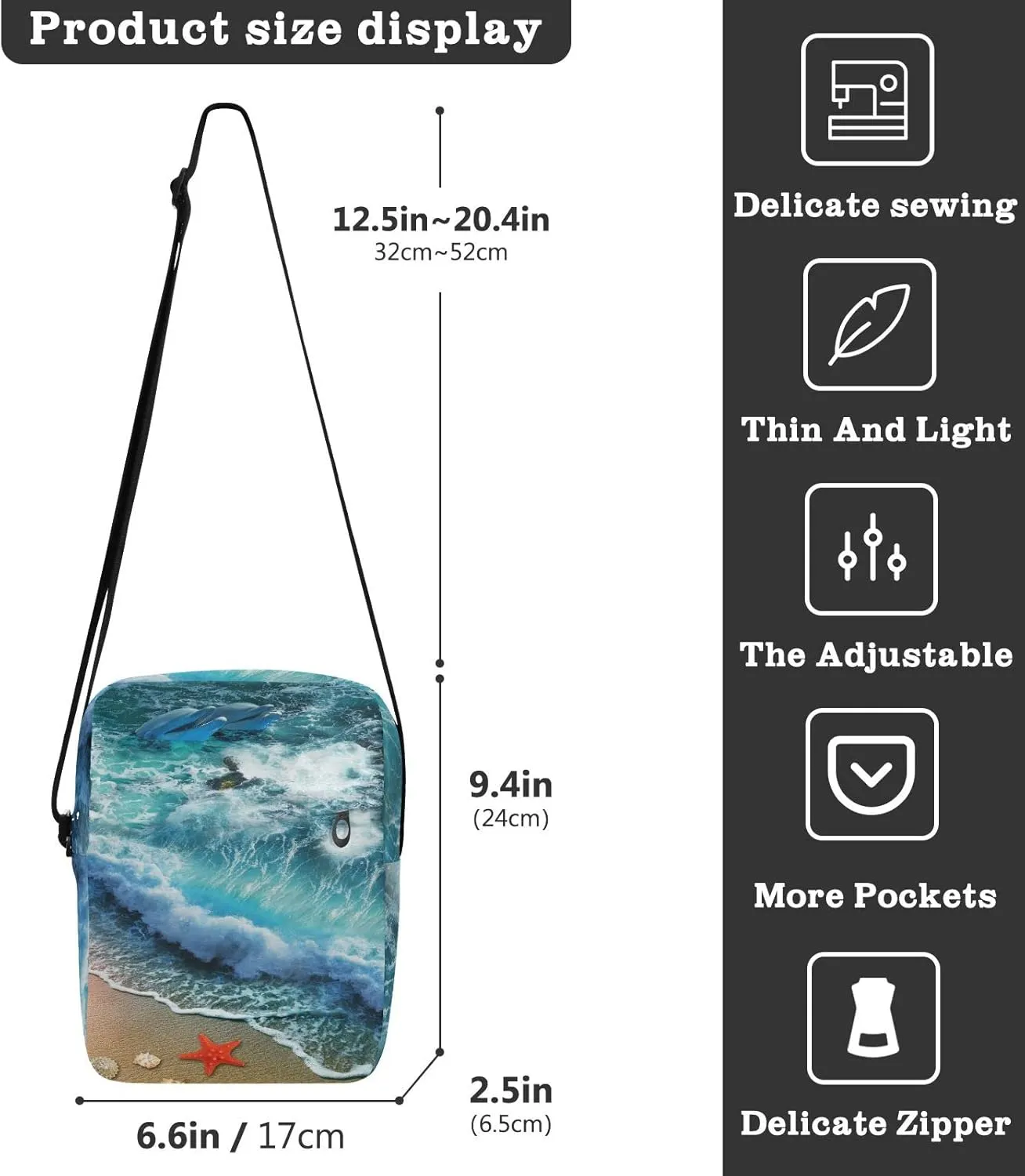 Poeticcity Crossbody Phone Bag, Small Messenger Shoulder Bag, Cash Handbag Wallet Purse