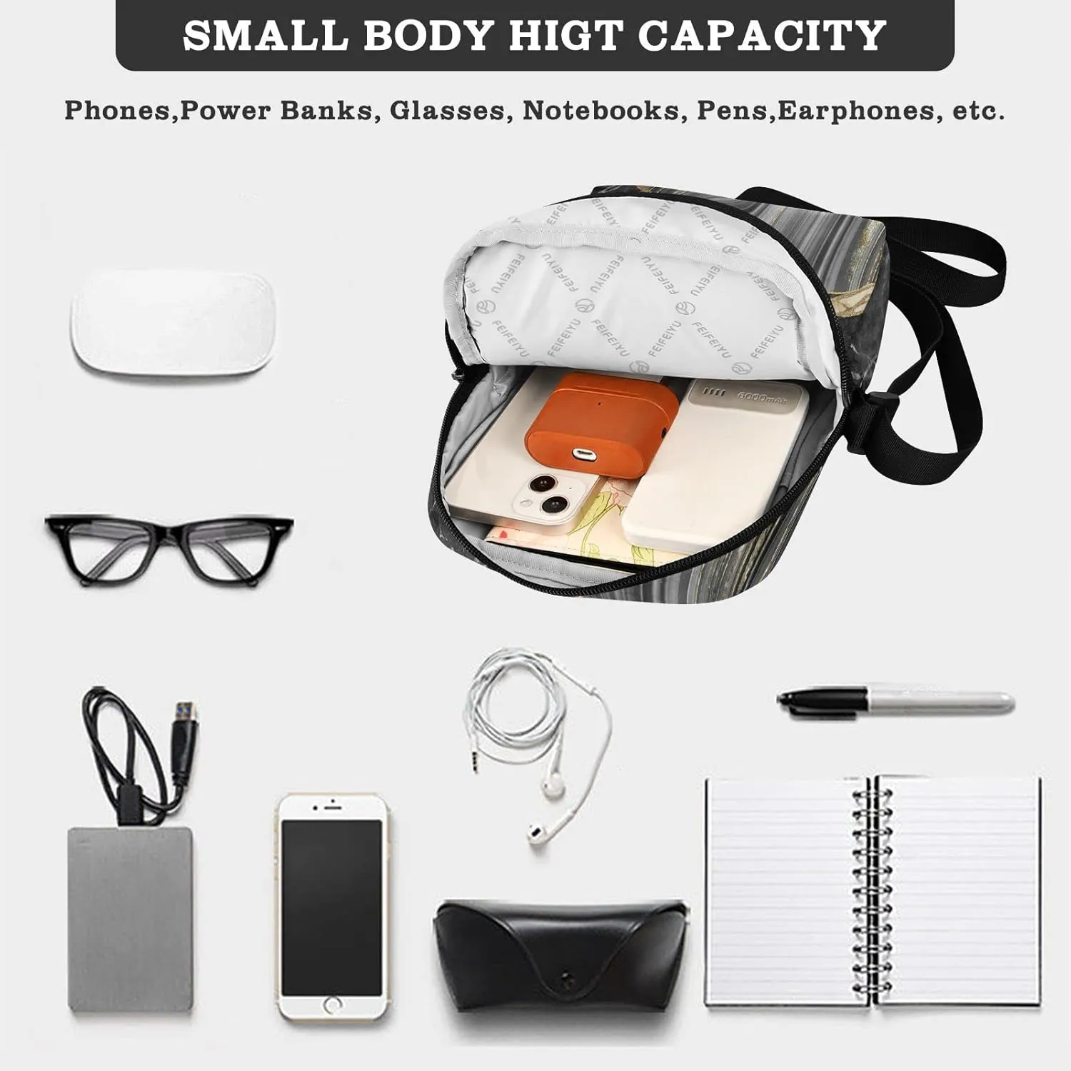 Poeticcity Crossbody Phone Bag, Small Messenger Shoulder Bag, Cash Handbag Wallet Purse