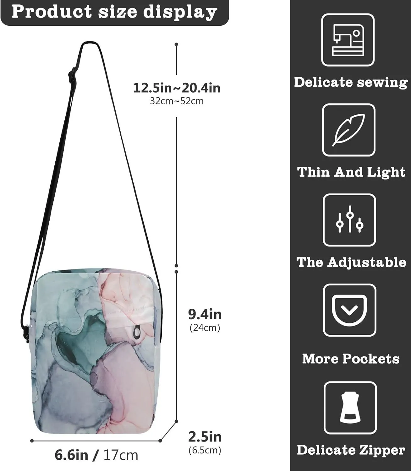 Poeticcity Crossbody Phone Bag, Small Messenger Shoulder Bag, Cash Handbag Wallet Purse