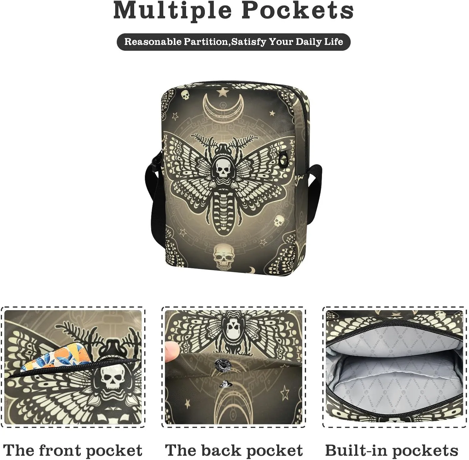 Poeticcity Crossbody Phone Bag, Small Messenger Shoulder Bag, Cash Handbag Wallet Purse