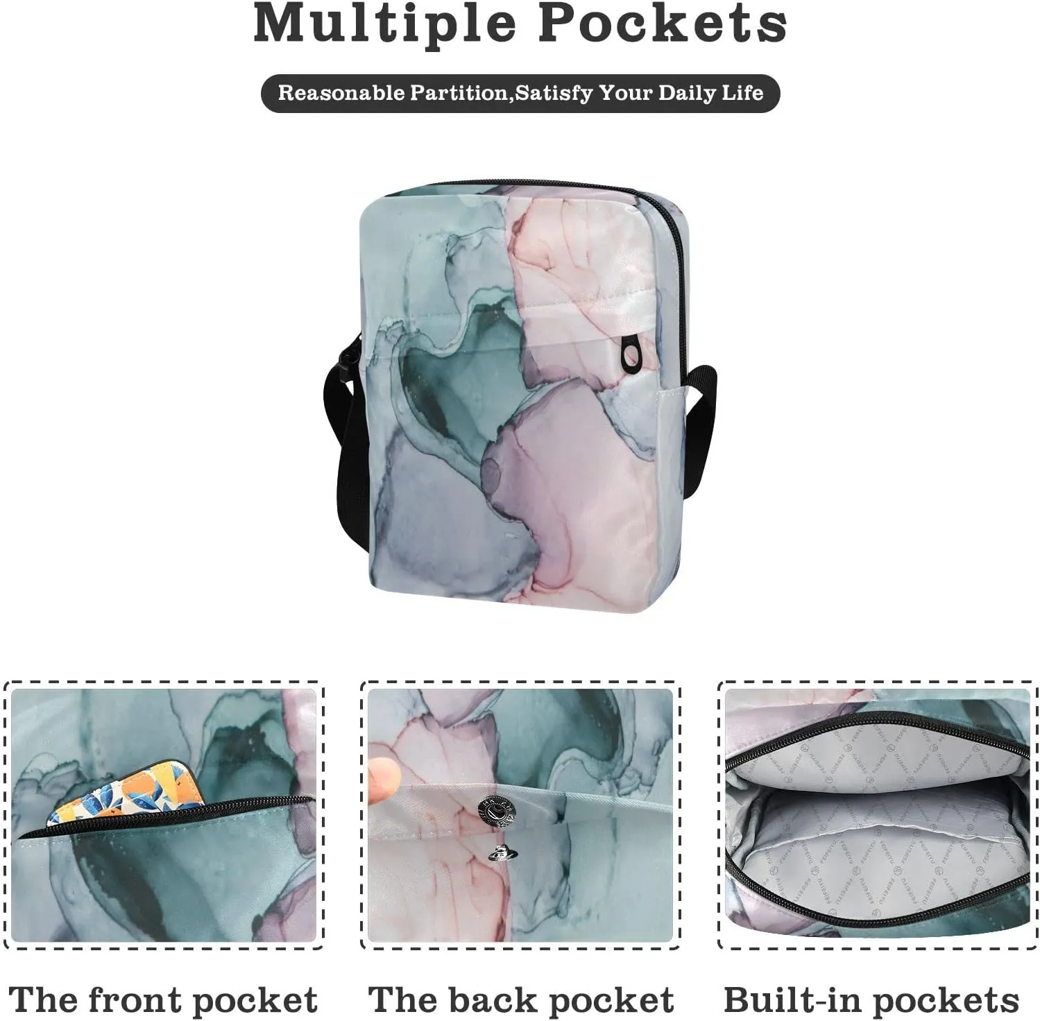 Poeticcity Crossbody Phone Bag, Small Messenger Shoulder Bag, Cash Handbag Wallet Purse