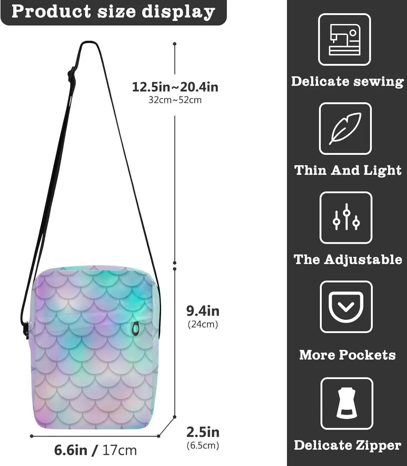 Poeticcity Crossbody Phone Bag, Small Messenger Shoulder Bag, Cash Handbag Wallet Purse