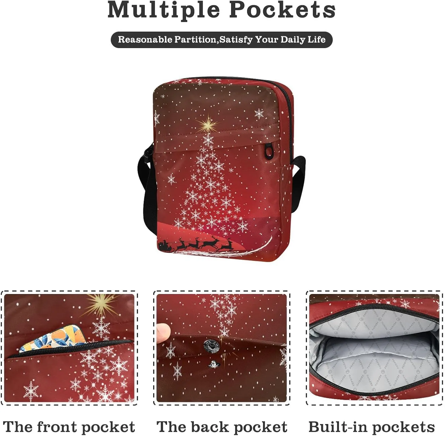 Poeticcity Crossbody Phone Bag, Small Messenger Shoulder Bag, Cash Handbag Wallet Purse