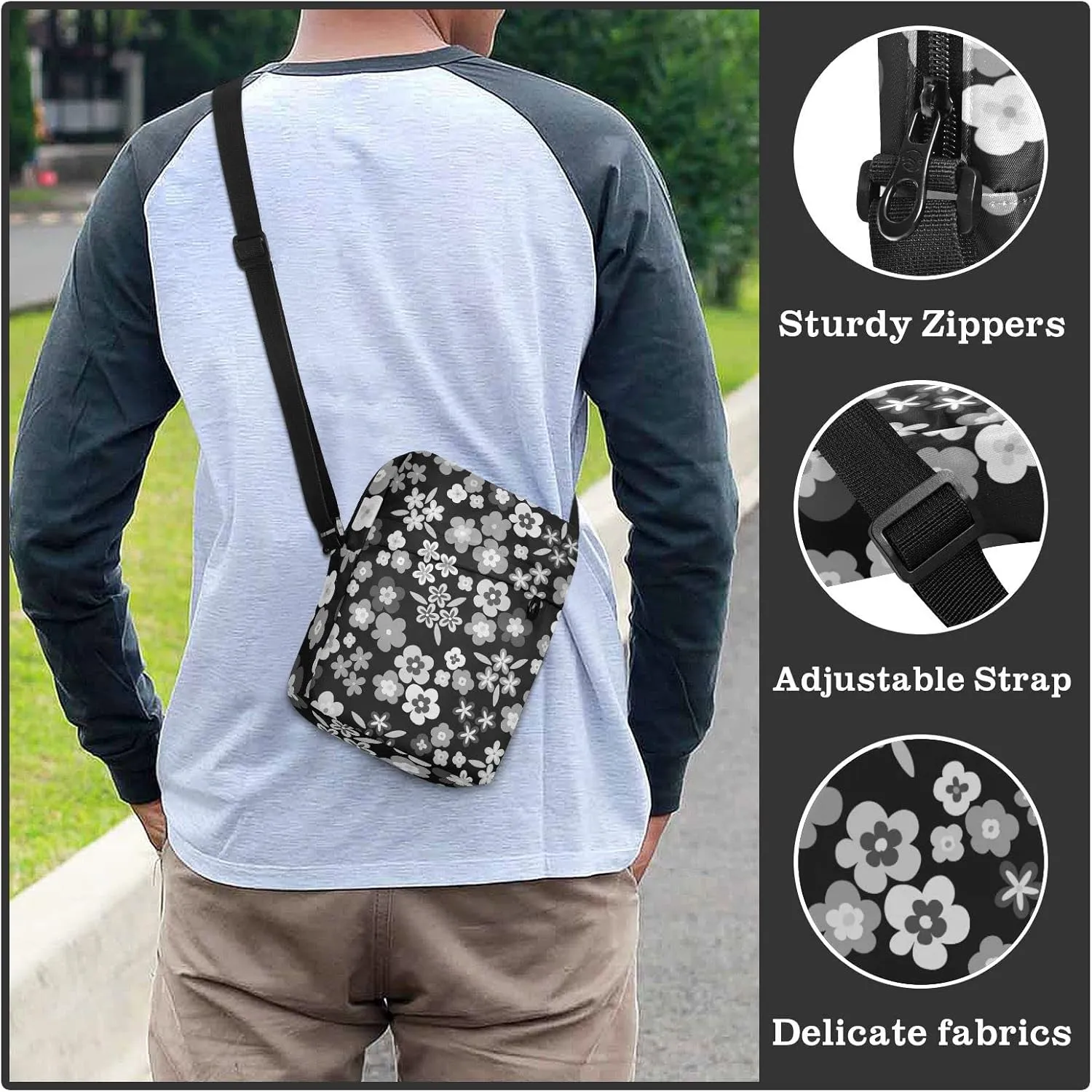 Poeticcity Crossbody Phone Bag, Small Messenger Shoulder Bag, Cash Handbag Wallet Purse