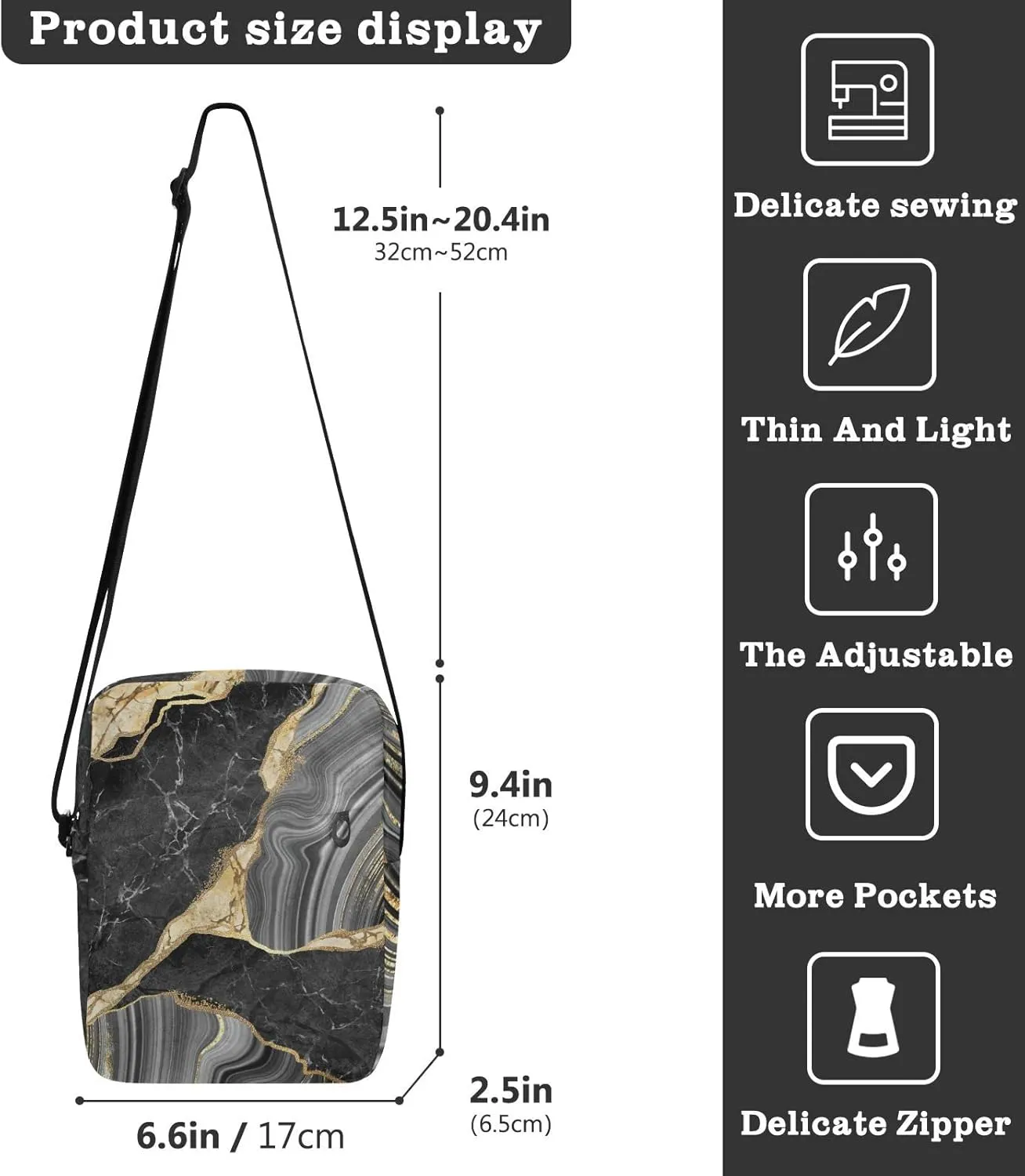 Poeticcity Crossbody Phone Bag, Small Messenger Shoulder Bag, Cash Handbag Wallet Purse
