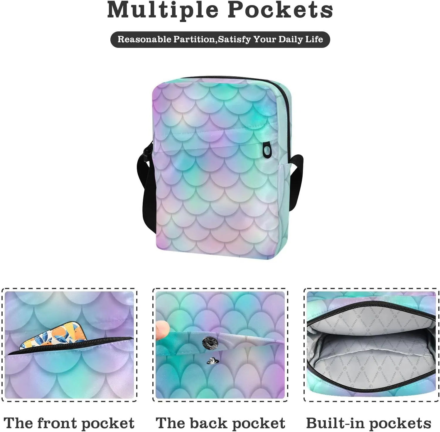 Poeticcity Crossbody Phone Bag, Small Messenger Shoulder Bag, Cash Handbag Wallet Purse
