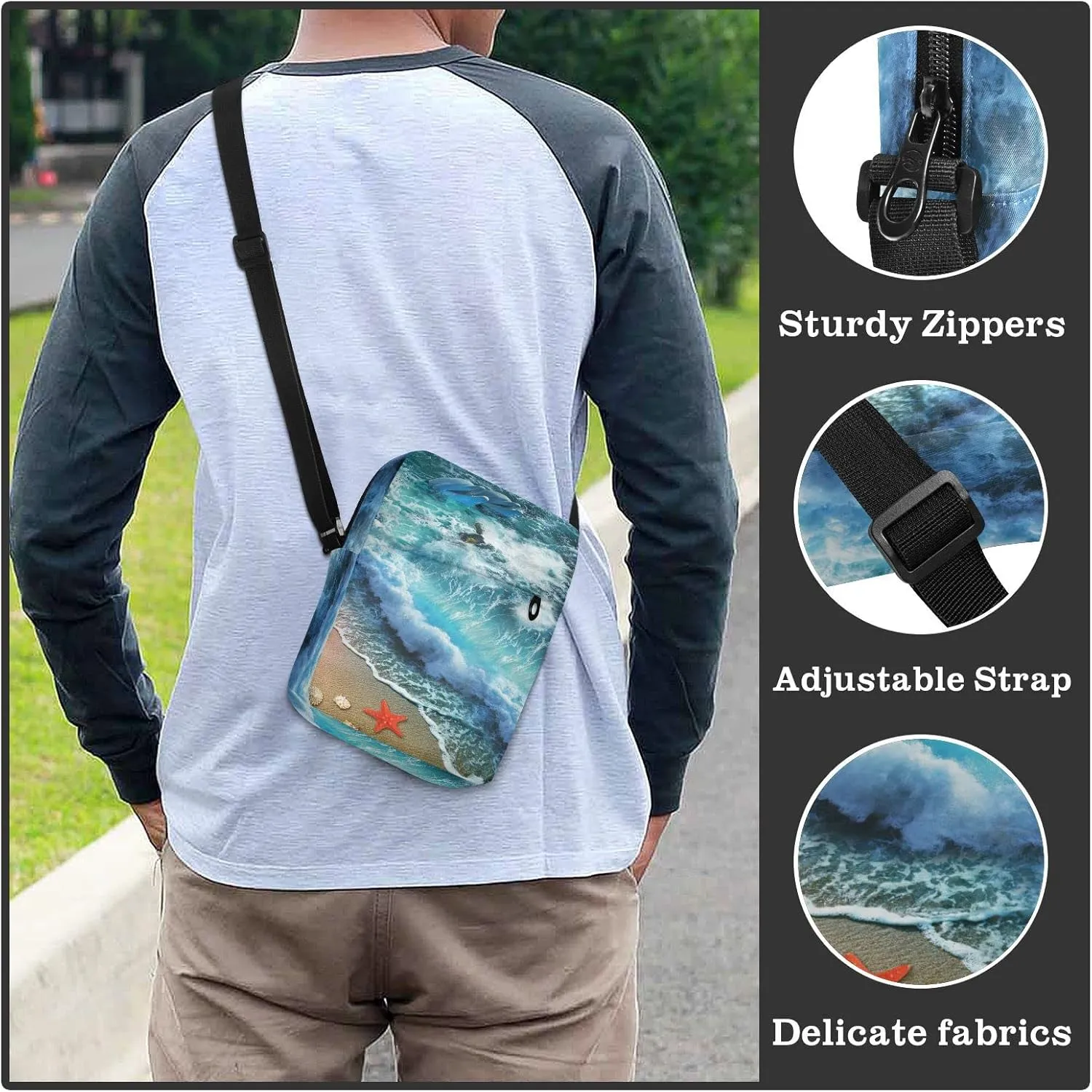 Poeticcity Crossbody Phone Bag, Small Messenger Shoulder Bag, Cash Handbag Wallet Purse