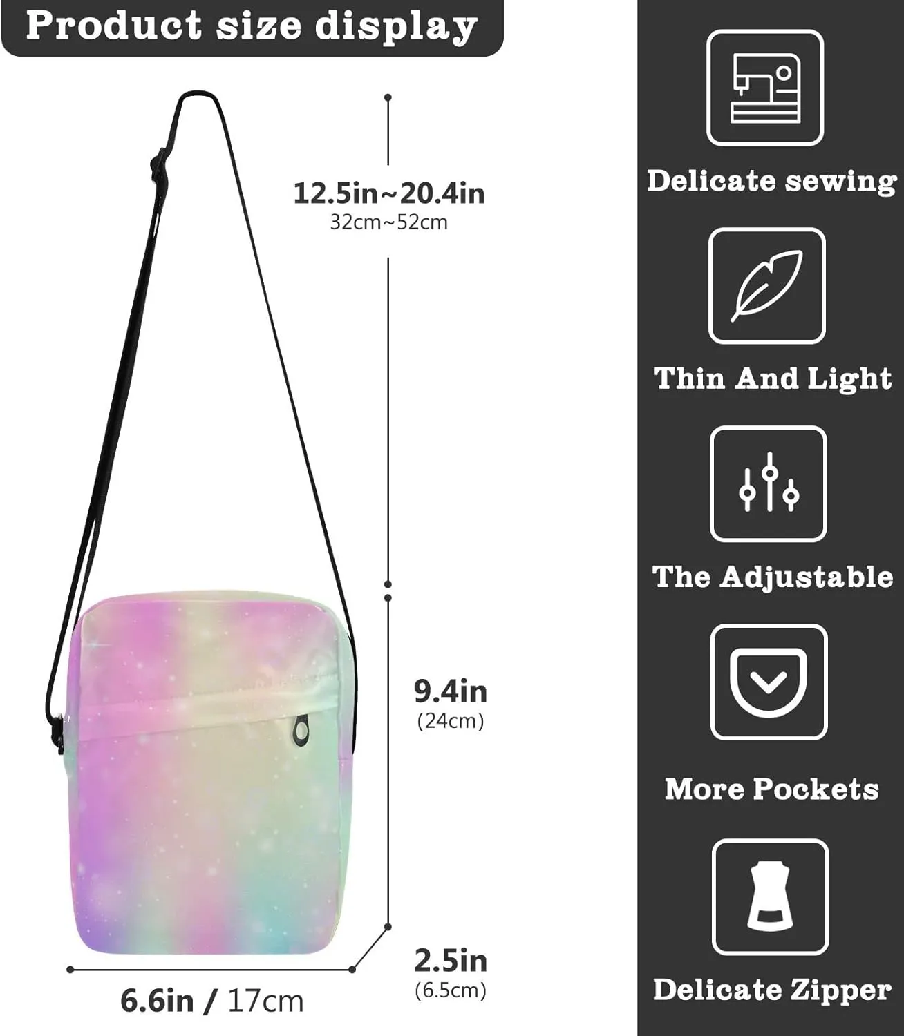 Poeticcity Crossbody Phone Bag, Small Messenger Shoulder Bag, Cash Handbag Wallet Purse