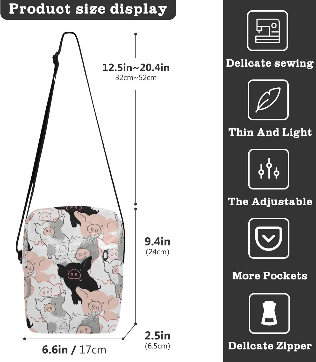 Poeticcity Crossbody Phone Bag, Small Messenger Shoulder Bag, Cash Handbag Wallet Purse