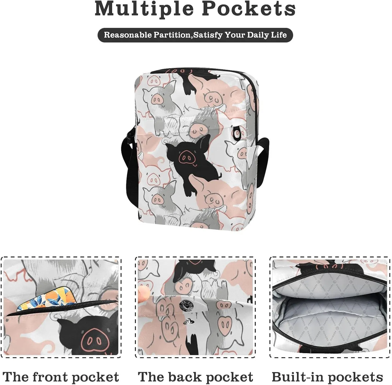 Poeticcity Crossbody Phone Bag, Small Messenger Shoulder Bag, Cash Handbag Wallet Purse