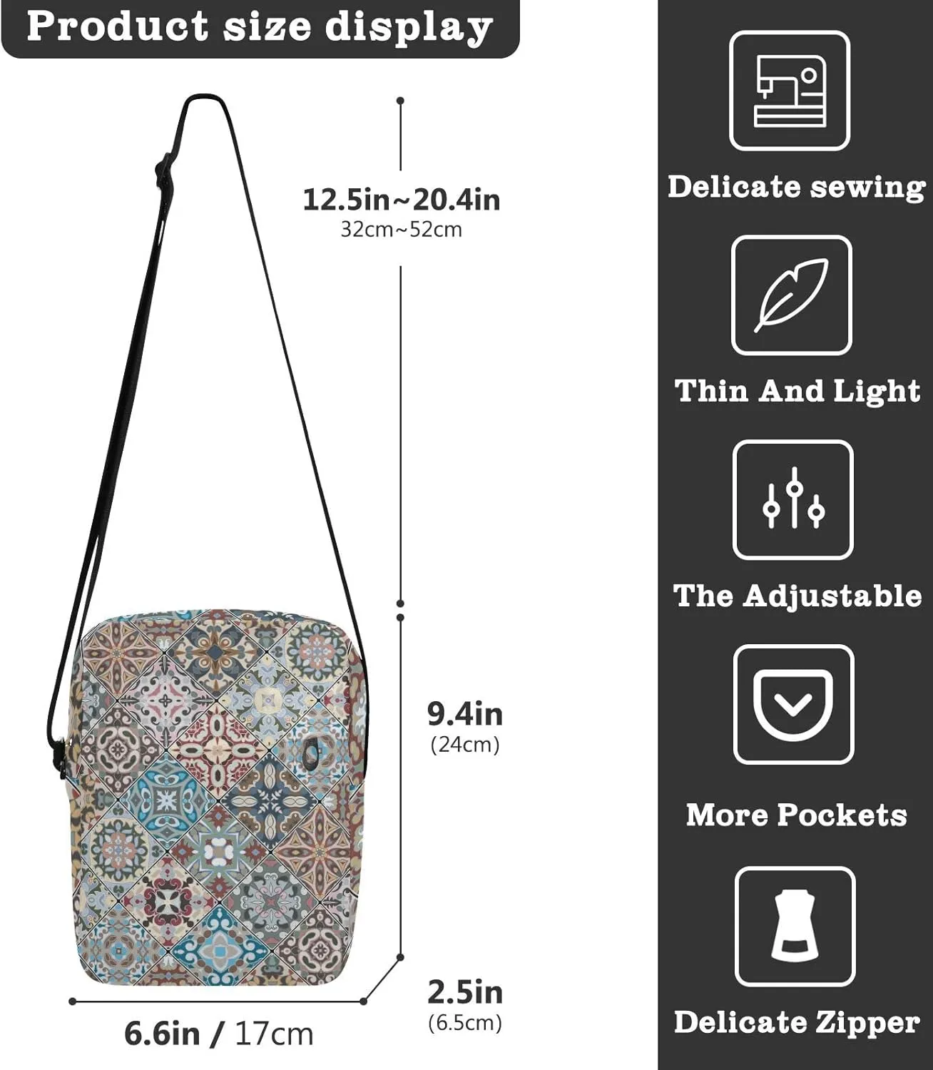 Poeticcity Crossbody Phone Bag, Small Messenger Shoulder Bag, Cash Handbag Wallet Purse