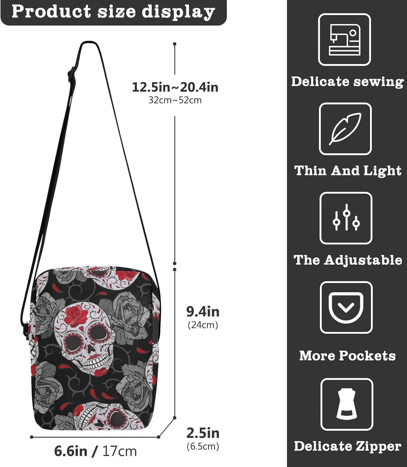 Poeticcity Crossbody Phone Bag, Small Messenger Shoulder Bag, Cash Handbag Wallet Purse
