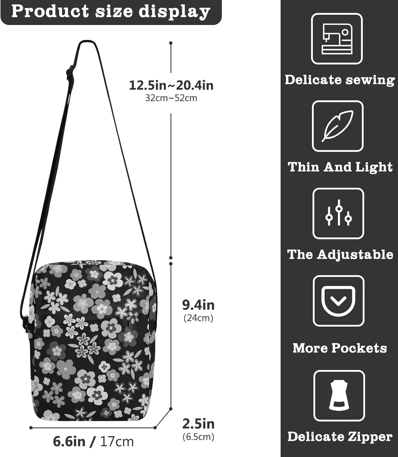 Poeticcity Crossbody Phone Bag, Small Messenger Shoulder Bag, Cash Handbag Wallet Purse