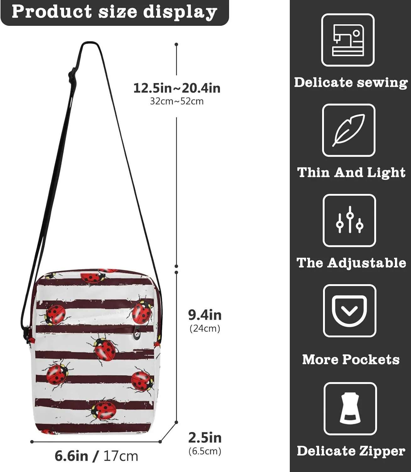 Poeticcity Crossbody Phone Bag, Small Messenger Shoulder Bag, Cash Handbag Wallet Purse