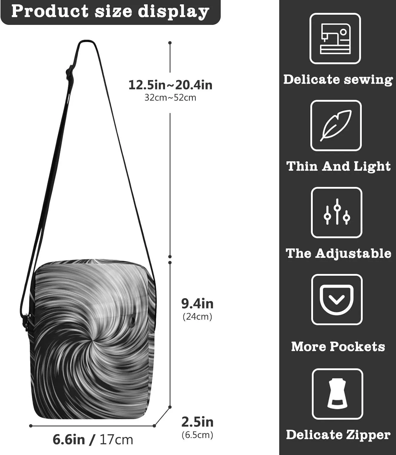 Poeticcity Crossbody Phone Bag, Small Messenger Shoulder Bag, Cash Handbag Wallet Purse