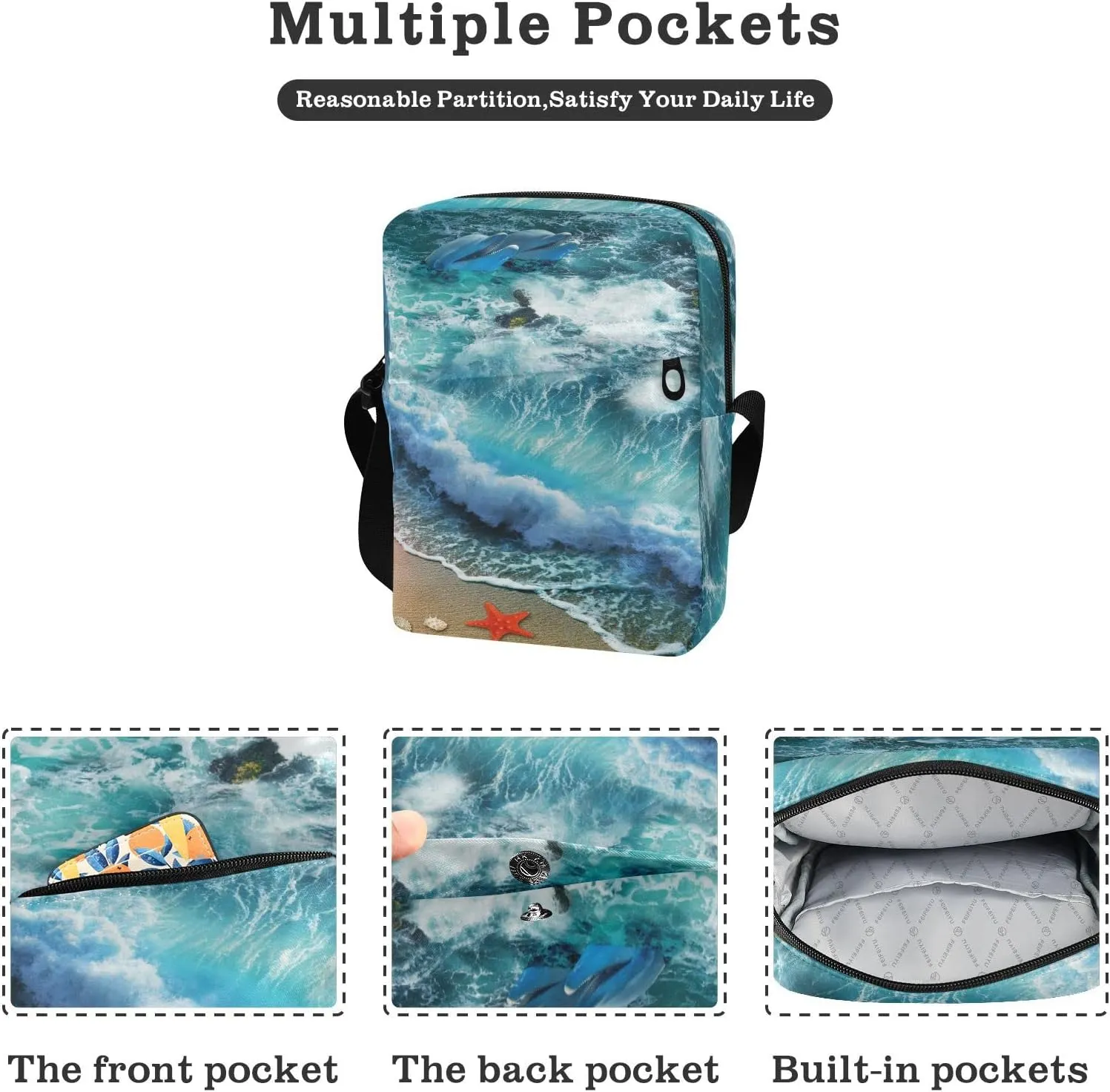 Poeticcity Crossbody Phone Bag, Small Messenger Shoulder Bag, Cash Handbag Wallet Purse