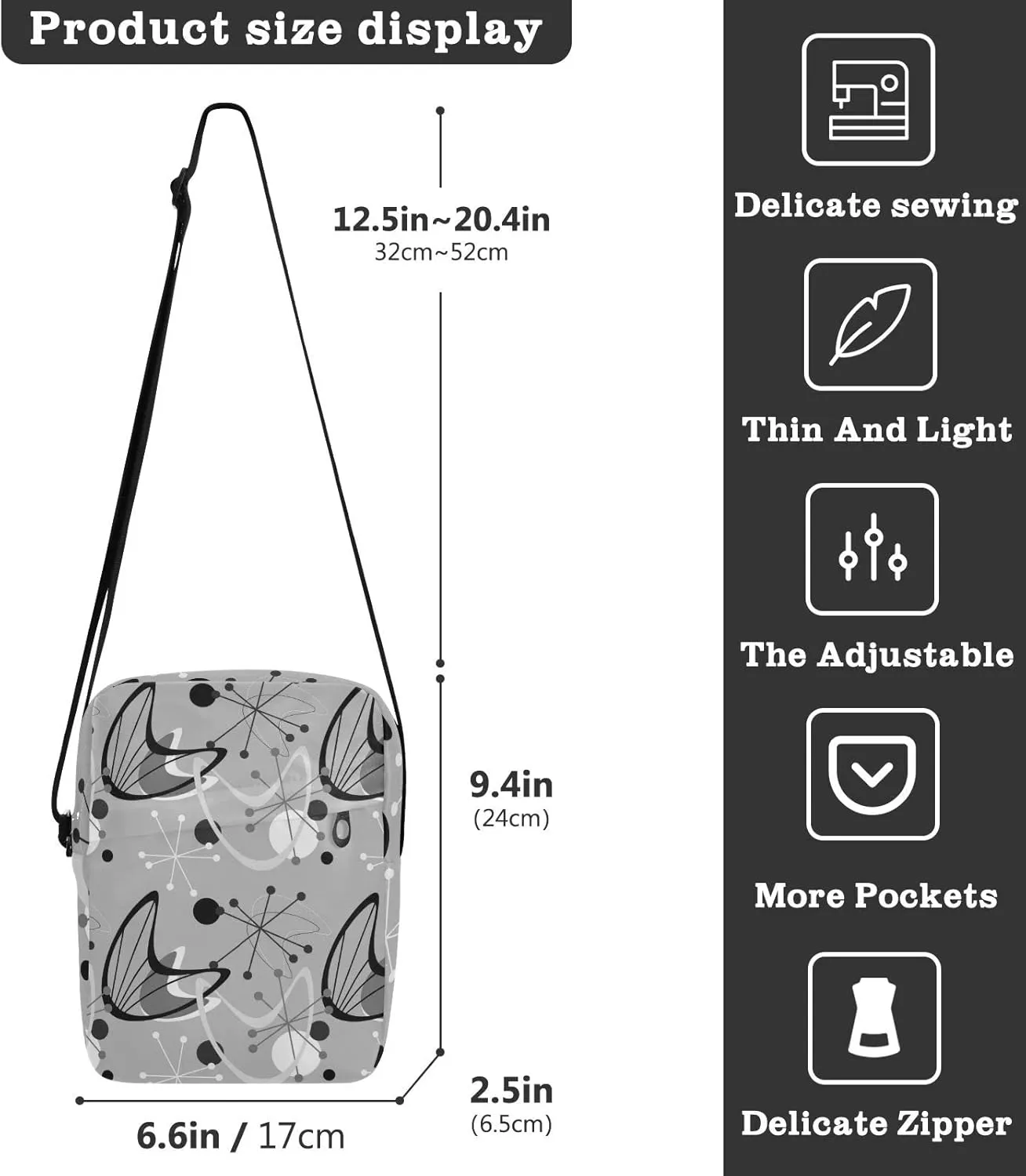 Poeticcity Crossbody Phone Bag, Small Messenger Shoulder Bag, Cash Handbag Wallet Purse