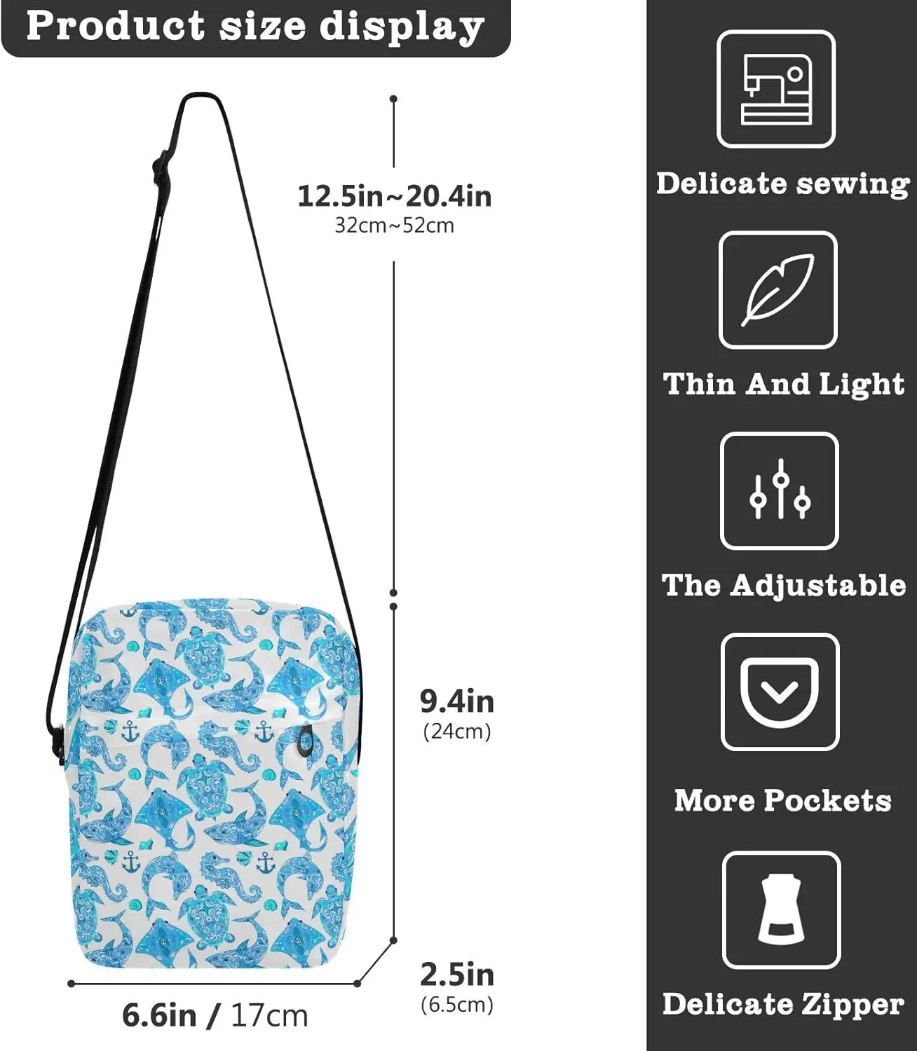 Poeticcity Crossbody Phone Bag, Small Messenger Shoulder Bag, Cash Handbag Wallet Purse