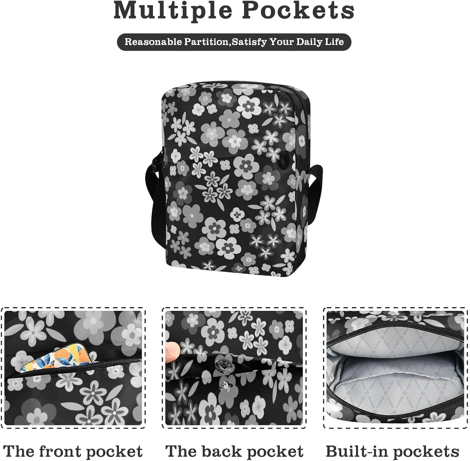 Poeticcity Crossbody Phone Bag, Small Messenger Shoulder Bag, Cash Handbag Wallet Purse