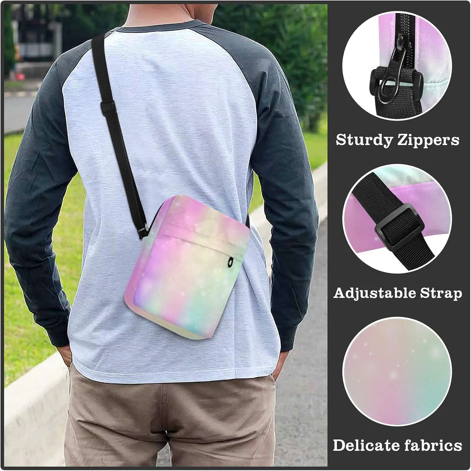 Poeticcity Crossbody Phone Bag, Small Messenger Shoulder Bag, Cash Handbag Wallet Purse