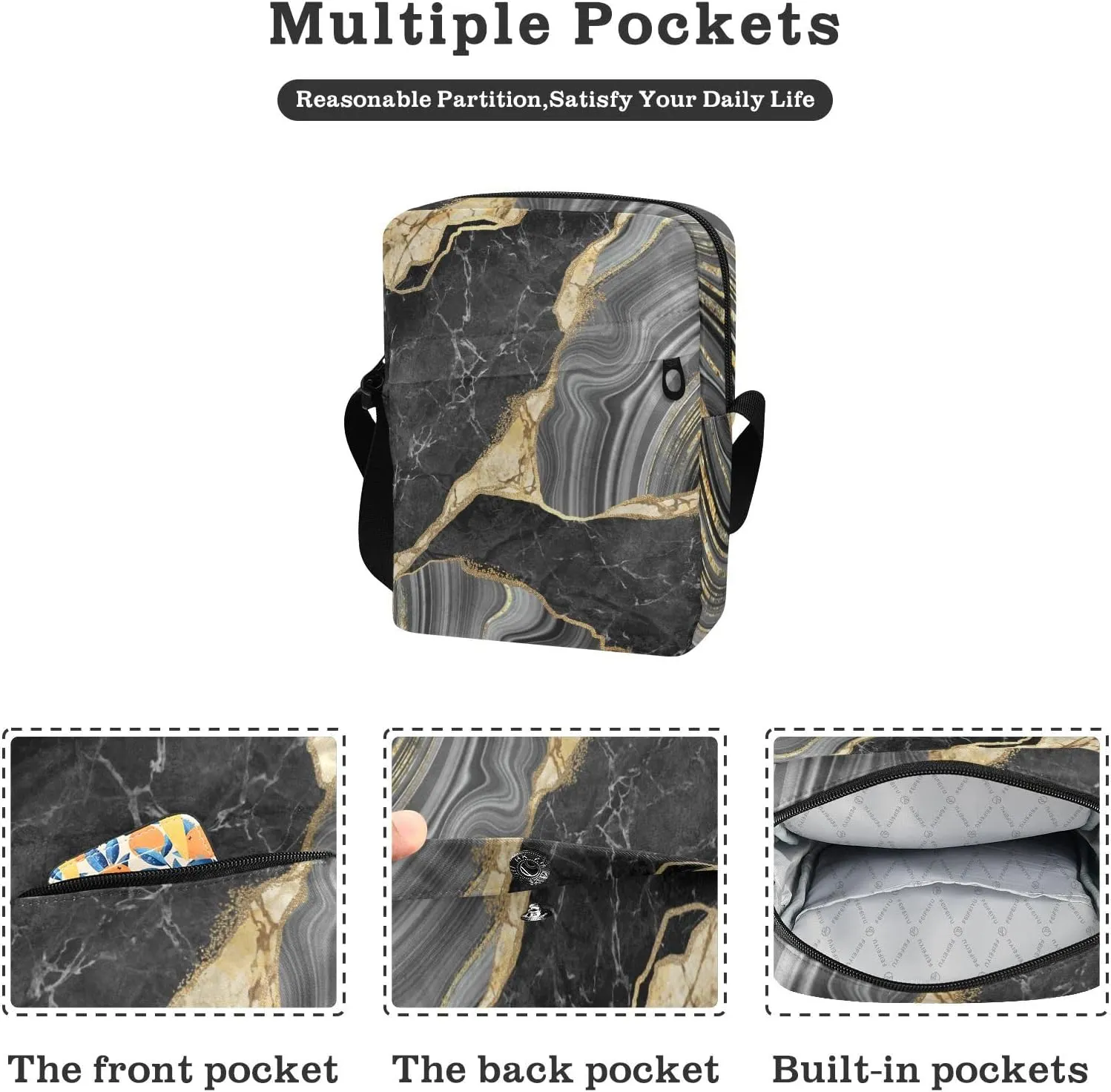 Poeticcity Crossbody Phone Bag, Small Messenger Shoulder Bag, Cash Handbag Wallet Purse