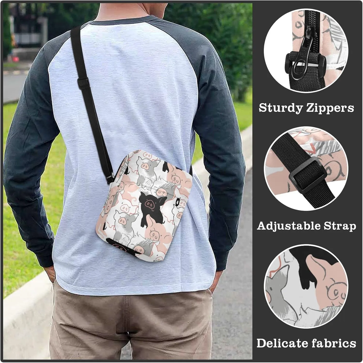 Poeticcity Crossbody Phone Bag, Small Messenger Shoulder Bag, Cash Handbag Wallet Purse