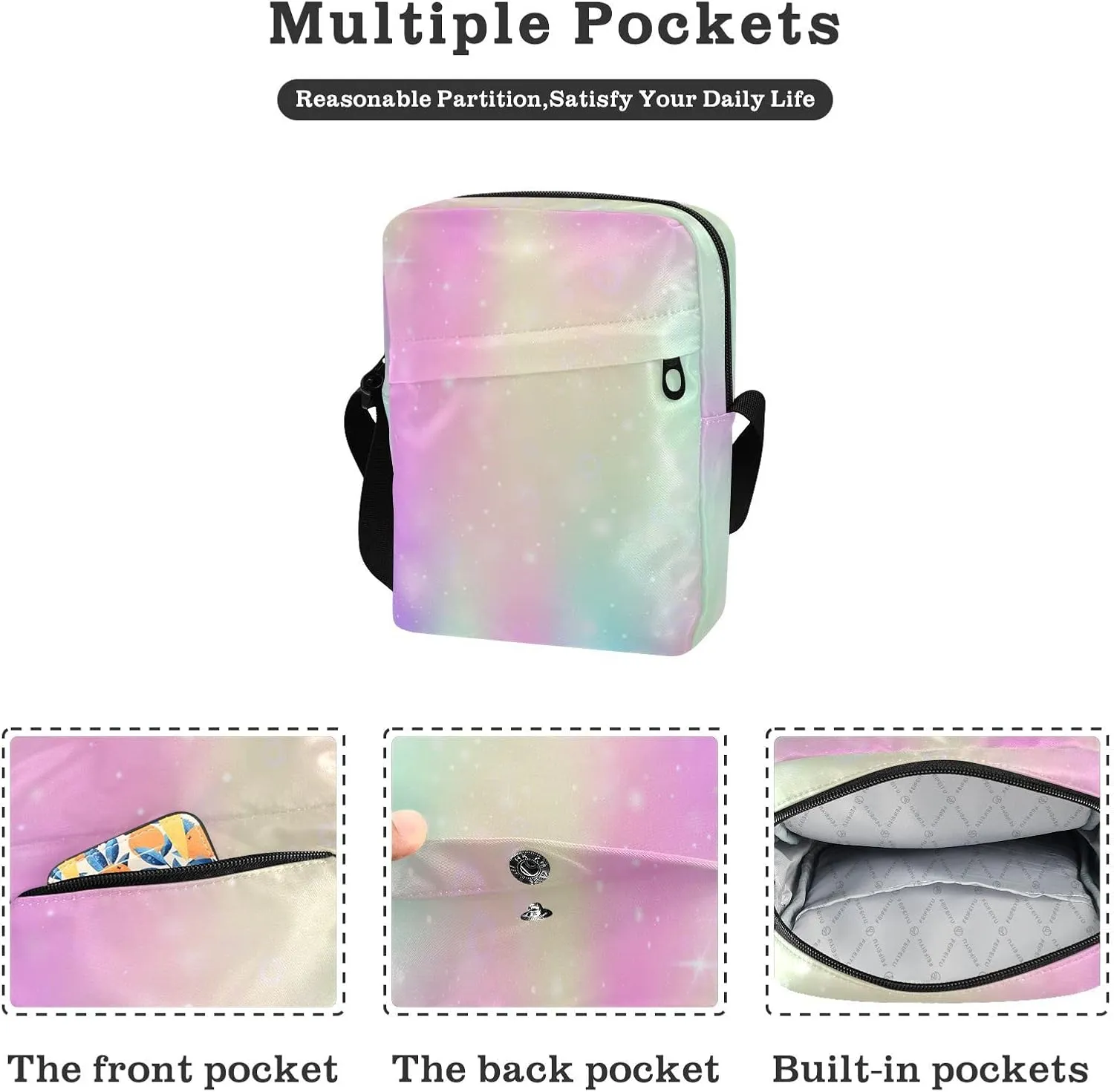 Poeticcity Crossbody Phone Bag, Small Messenger Shoulder Bag, Cash Handbag Wallet Purse
