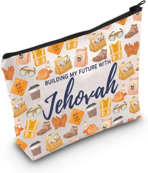 POFULL JW Gift LDC Gift Jehovah's Witnesses Gift Building My Future With Jehovah Cosmetic Bag (BUILDING MY)
