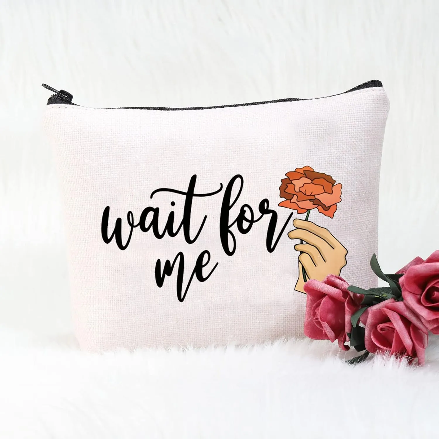 POFULL Musicals Gift Theatre Nerd Gift Musicals Lover Accessories Bag Wait For Me Cosmetic Bag