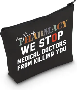 POFULL pharmacology Gift Pharmacy Tech Gift Doctor of Pharmacy Cosmetic Bag Pharmacist Gift (Doctor of Pharmacy black bag)