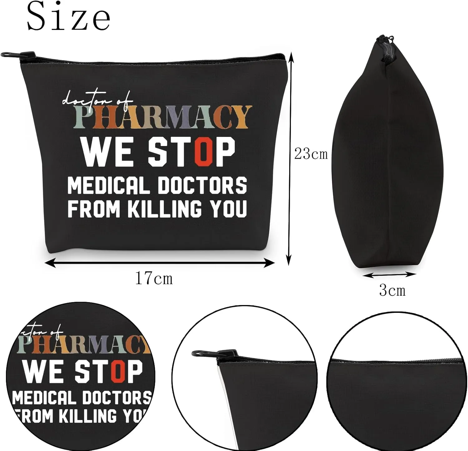 POFULL pharmacology Gift Pharmacy Tech Gift Doctor of Pharmacy Cosmetic Bag Pharmacist Gift (Doctor of Pharmacy black bag)