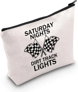 POFULL Racing Driver Gift Saturday Nights Dirt Track Lights Cosmetic Bag Dirt Track Racing Gift (Saturday Nights Cosmetic Bag)