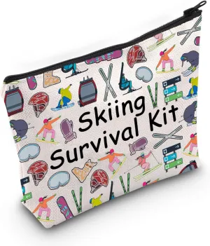 POFULL Skiing Survival Kit Makeup Bag for Women - Winter Sport Cosmetic Bag for Ski Lovers and Team Gifts