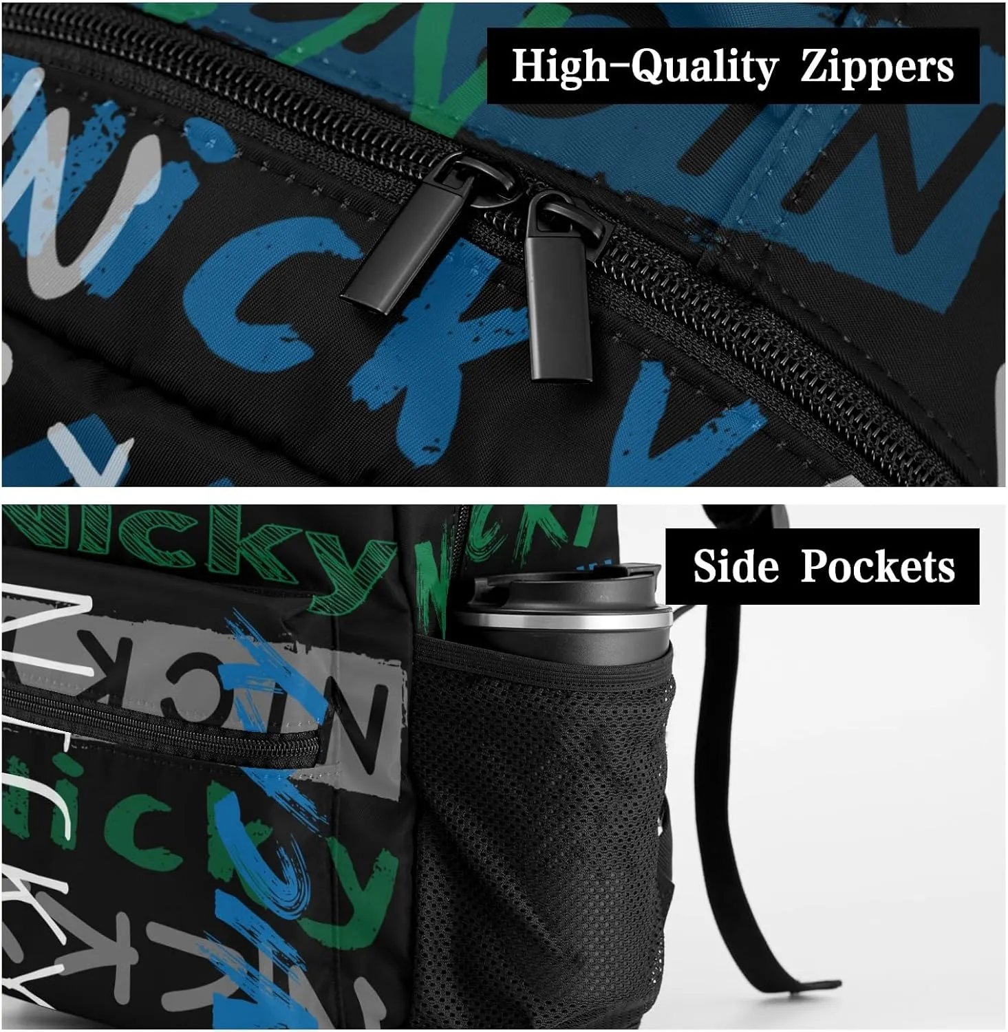 Polyester Personalized School Bookbag with Name Text Waterproof Custom Elementary Backpack Book Bag for Boys Girls Stylish Customize Back Pack Customized Gift for Kids Back to School