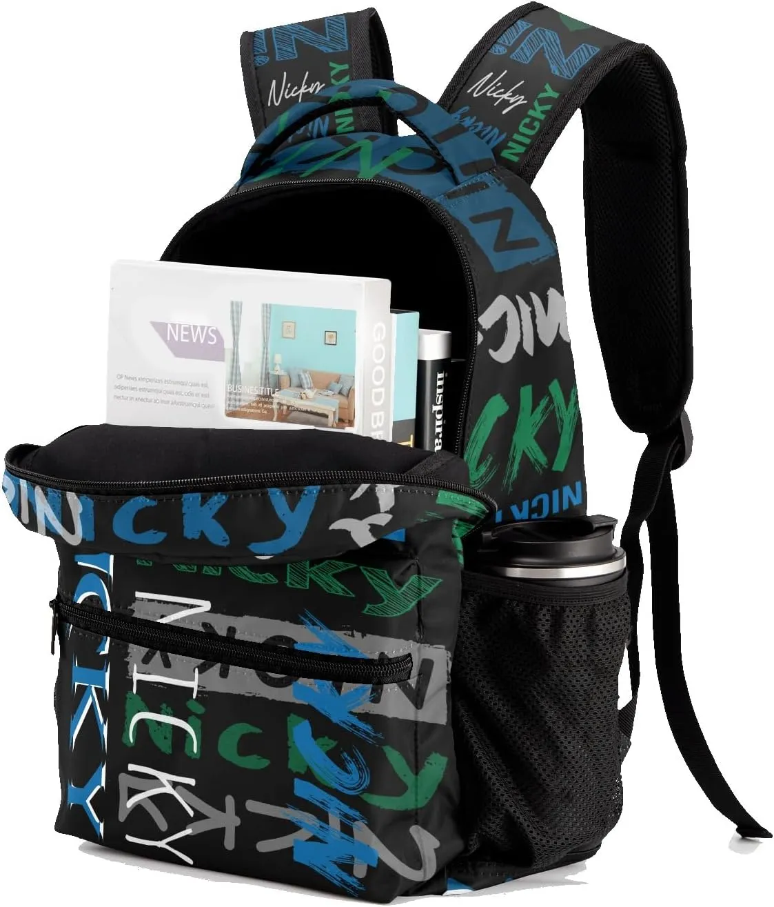Polyester Personalized School Bookbag with Name Text Waterproof Custom Elementary Backpack Book Bag for Boys Girls Stylish Customize Back Pack Customized Gift for Kids Back to School
