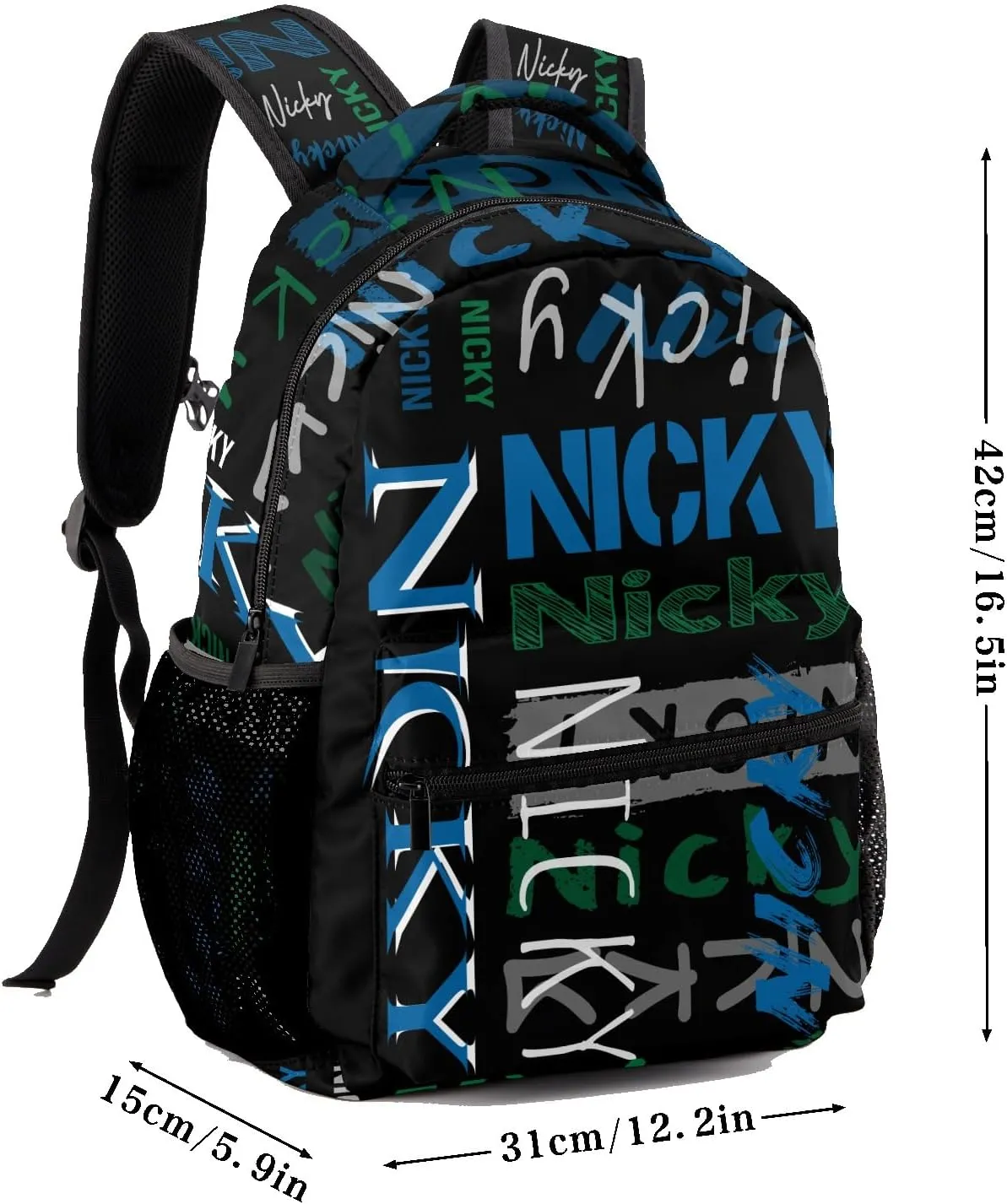 Polyester Personalized School Bookbag with Name Text Waterproof Custom Elementary Backpack Book Bag for Boys Girls Stylish Customize Back Pack Customized Gift for Kids Back to School