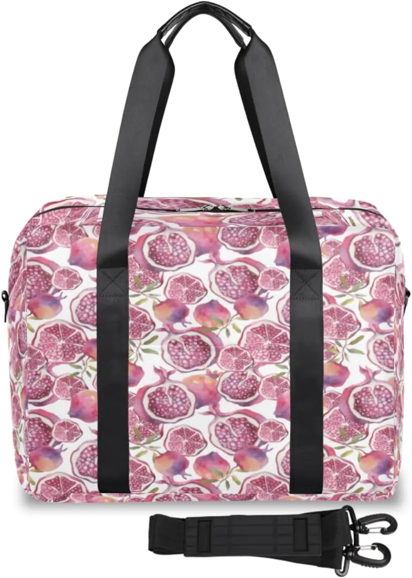 Pomegranate Fruit Weekender Bag, Waterproof Travel Duffel Bags, Overnight Bags for Women, Duffel Bag with Trolley Sleeve, For Men Travel Business Gym Gift